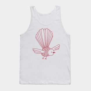 New Zealand Fantail Piwakawaka palest pink and Christmas Red Tank Top